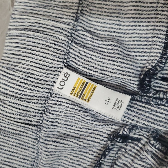 Lole Striped White & Navy Blue Women's Mini Shorts. Linen Blend. 4". Size L. - Picture 5 of 11
